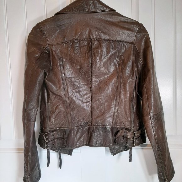 All Saints Brown Leather Jacket - Picture 5 of 15